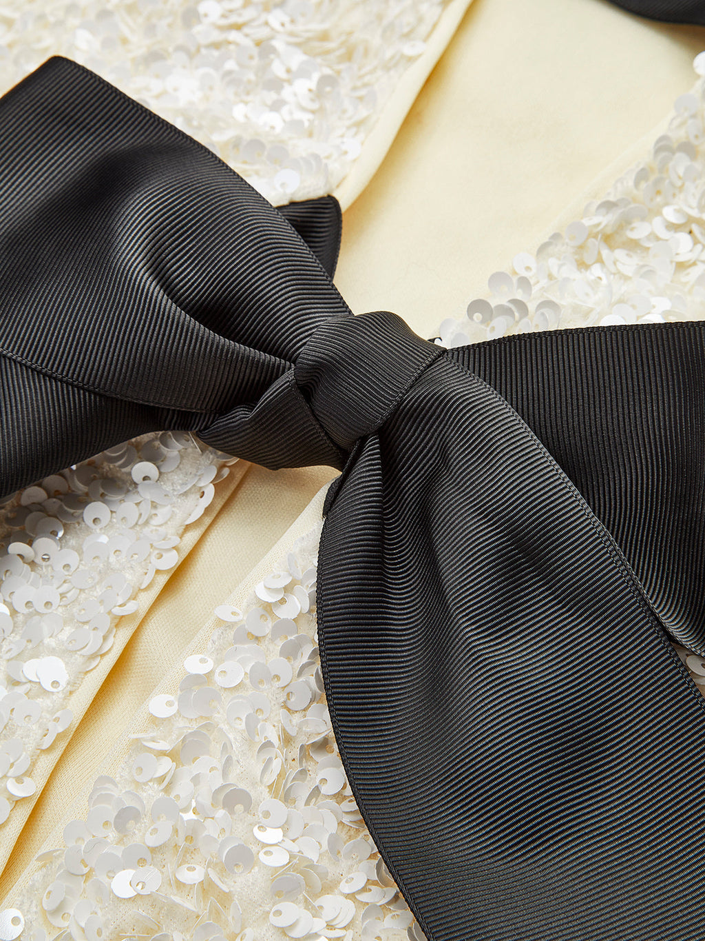 Jacket with Textured Sequins and Velvet Bow Details